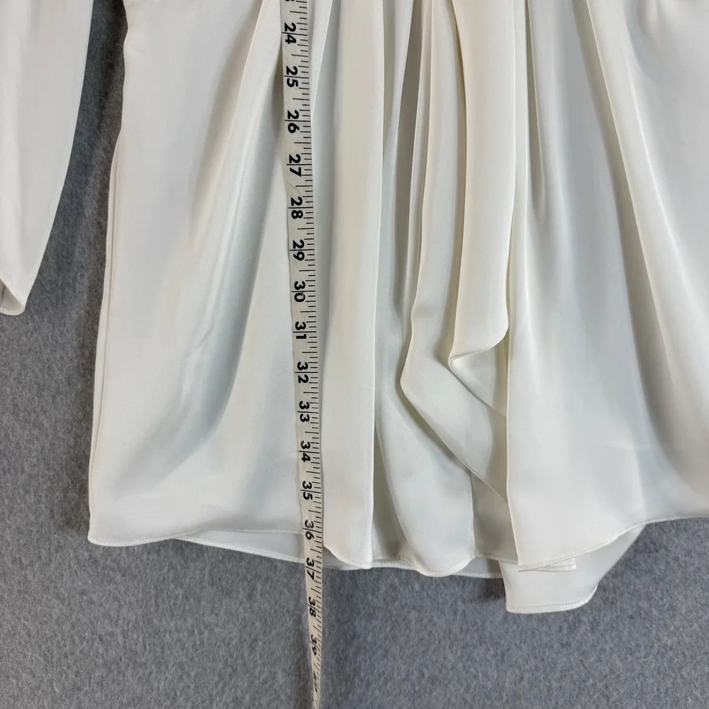 Ramy Brook Penny Bell Sleeve Mini Dress White Tie Front LS Collar Womens Size L?